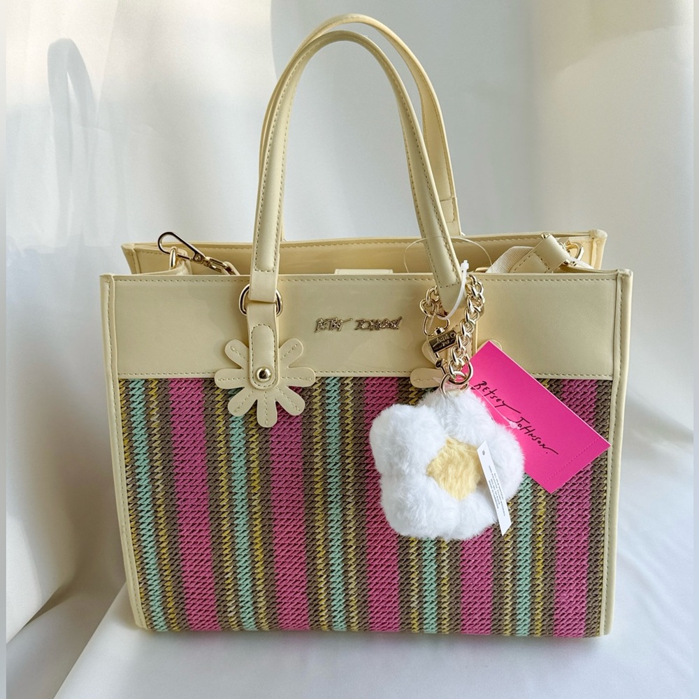 NWT Betsey Johnson sunflower butter yellow and pink tote bag